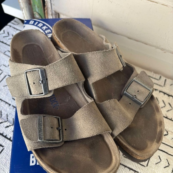 BIRKENSTOCK Women's Stone Suede Leather Arizona Sandals w/Soft Footbed Sz 9/40 - Picture 9 of 10